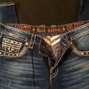 Mens Size 36x34 Rock Revival Jeans